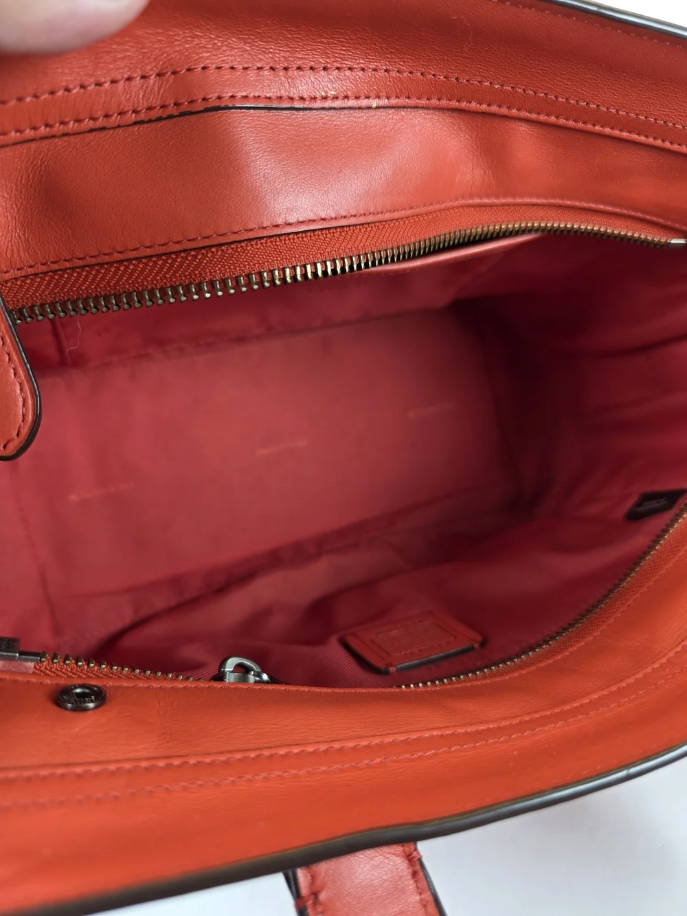 Coach Swager 27 Orange Leather Satchel Handbag Crossbody Bag
